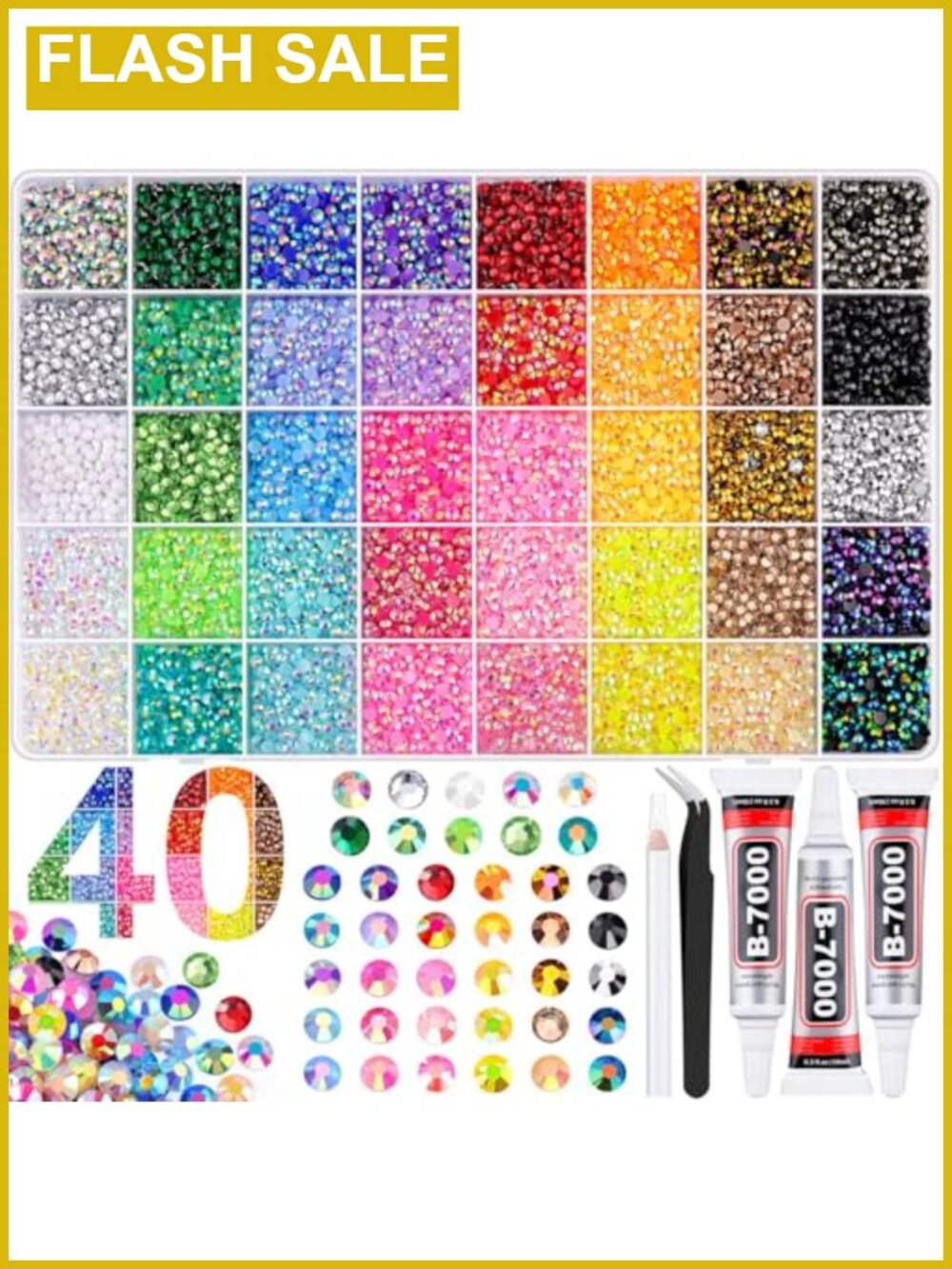 Jelly Rhinestones 50000pcs 40 Colors 3mm Resin Flatback Gems Craft Kit with Glue